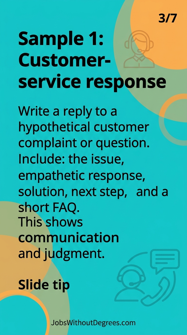 Sample 1: Customer-service response - JobsWithoutDegrees career guide slide 3
