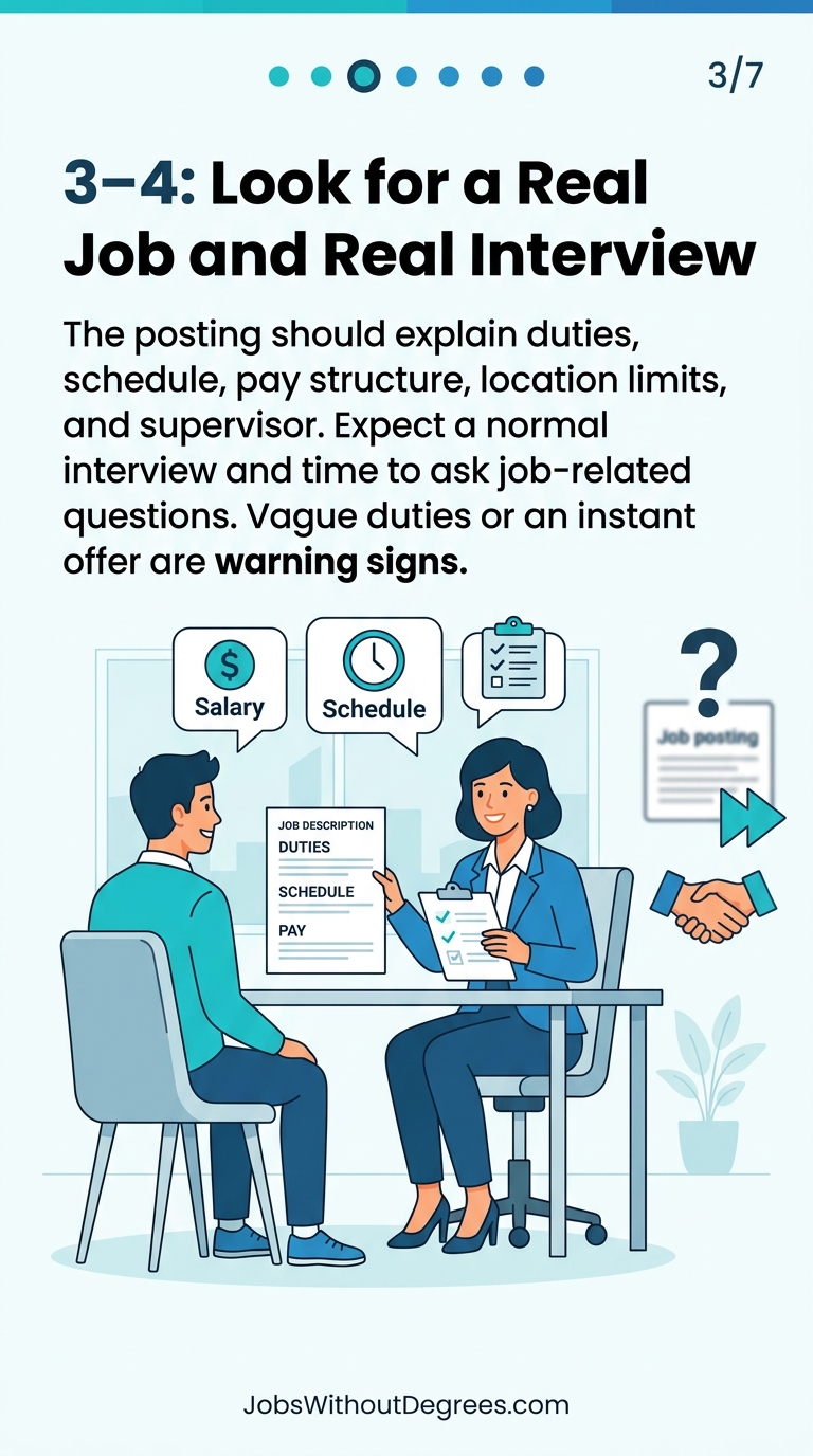 3–4: Look for a Real Job and Real Interview - JobsWithoutDegrees career guide slide 3