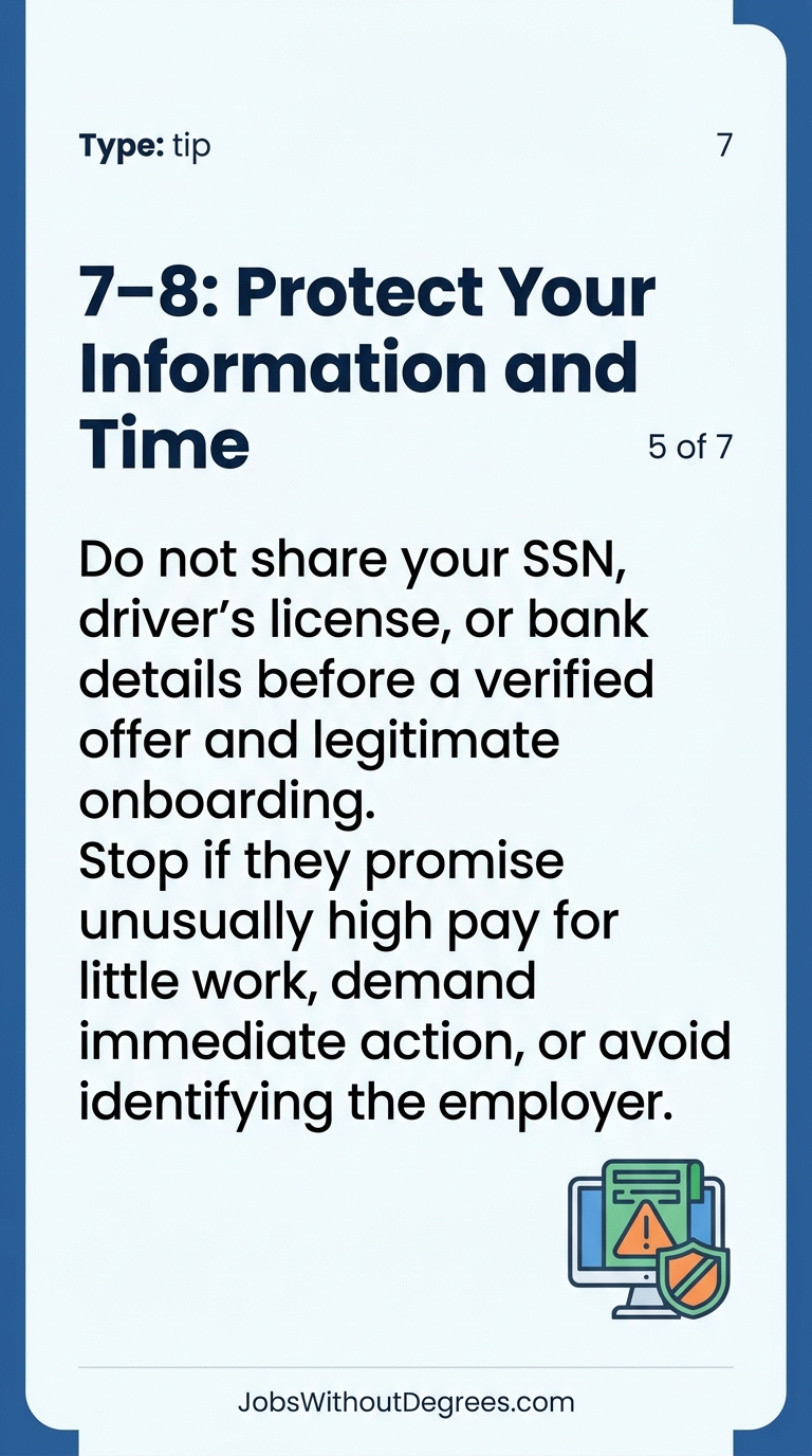7–8: Protect Your Information and Time - JobsWithoutDegrees career guide slide 5