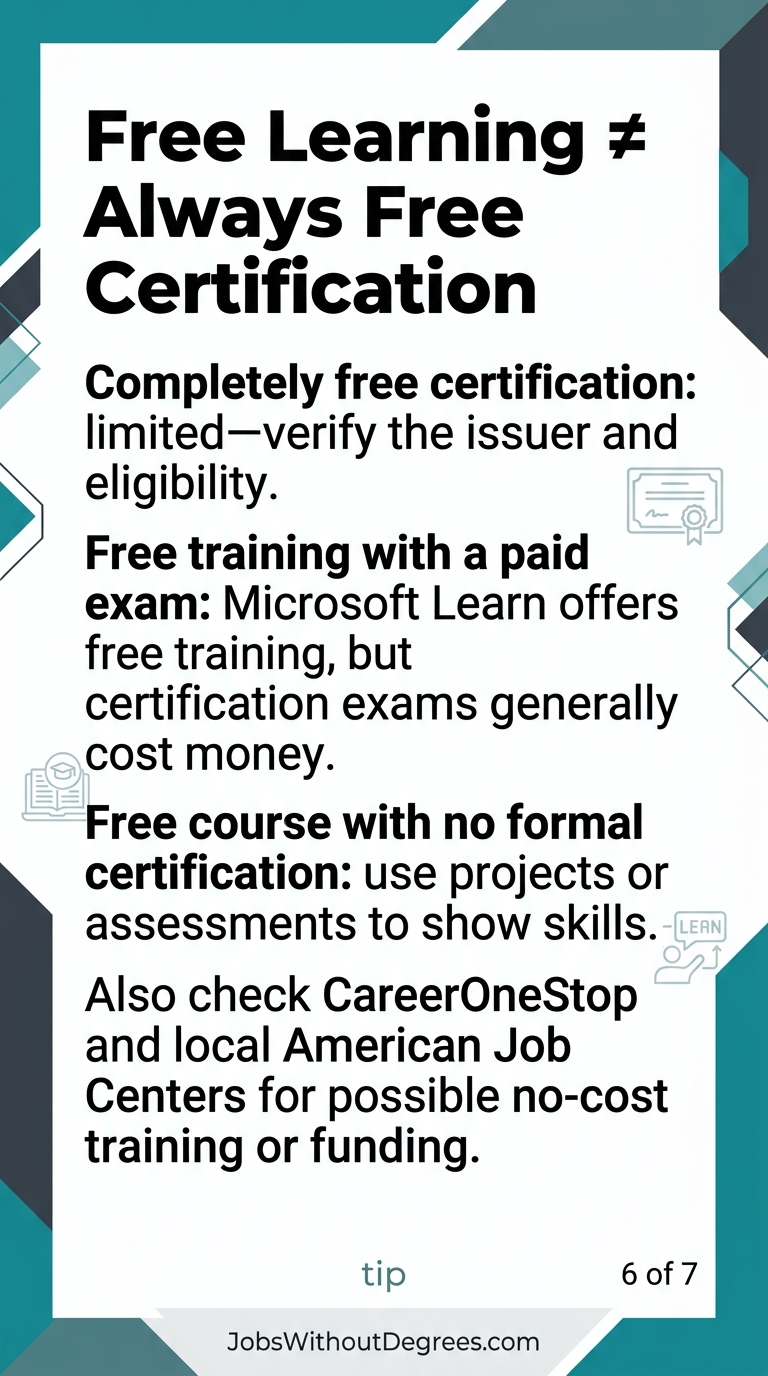 Free Learning ≠ Always Free Certification - JobsWithoutDegrees career guide slide 6