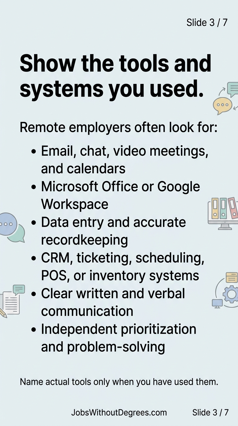 Show the tools and systems you used - JobsWithoutDegrees career guide slide 3