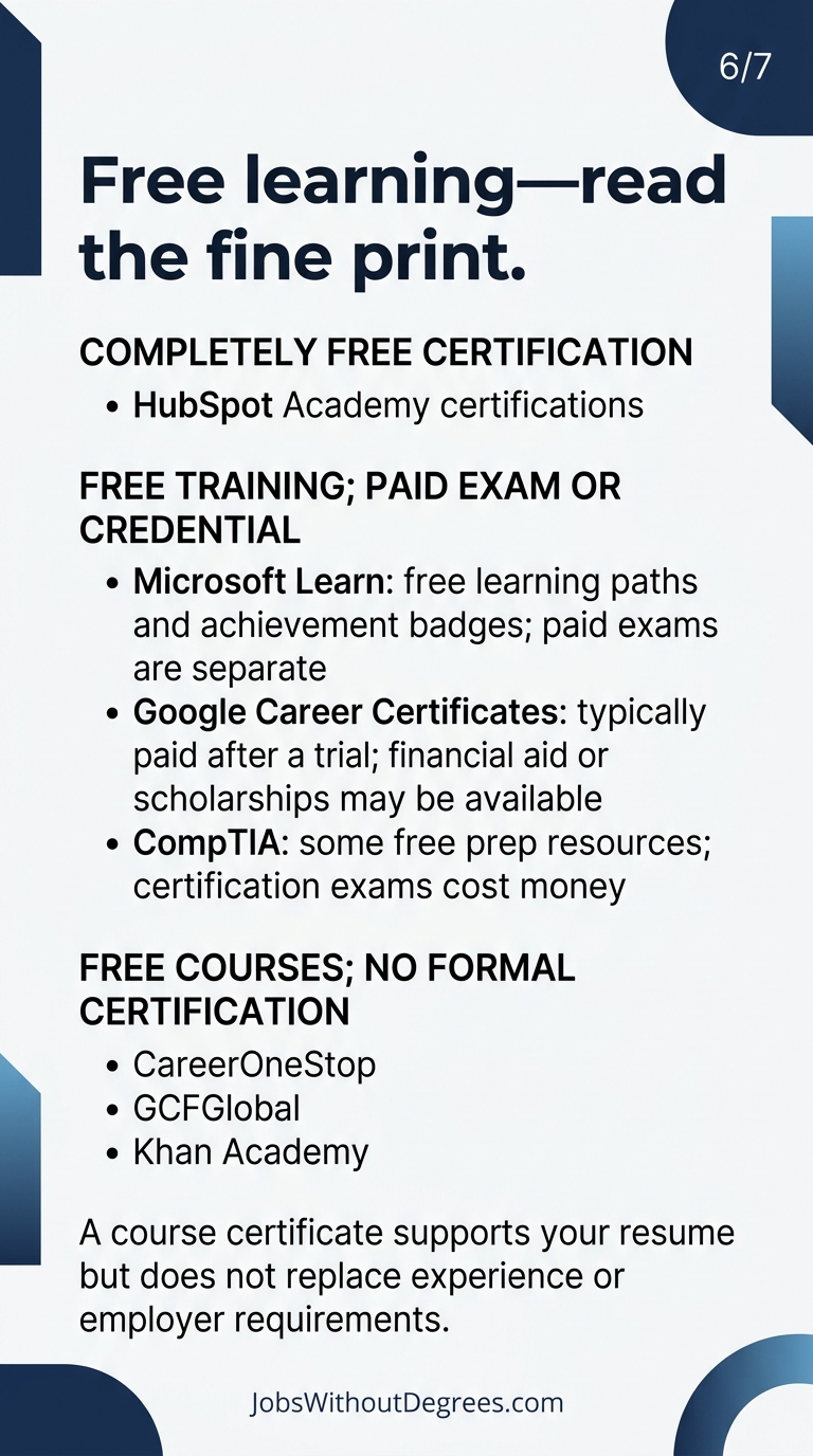 Free learning—read the fine print - JobsWithoutDegrees career guide slide 6